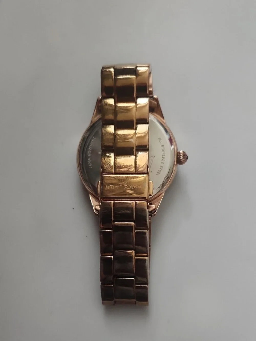 Betsey Johnson Rose Gold and White Women's Watch with Pink Heart‎ Hand
